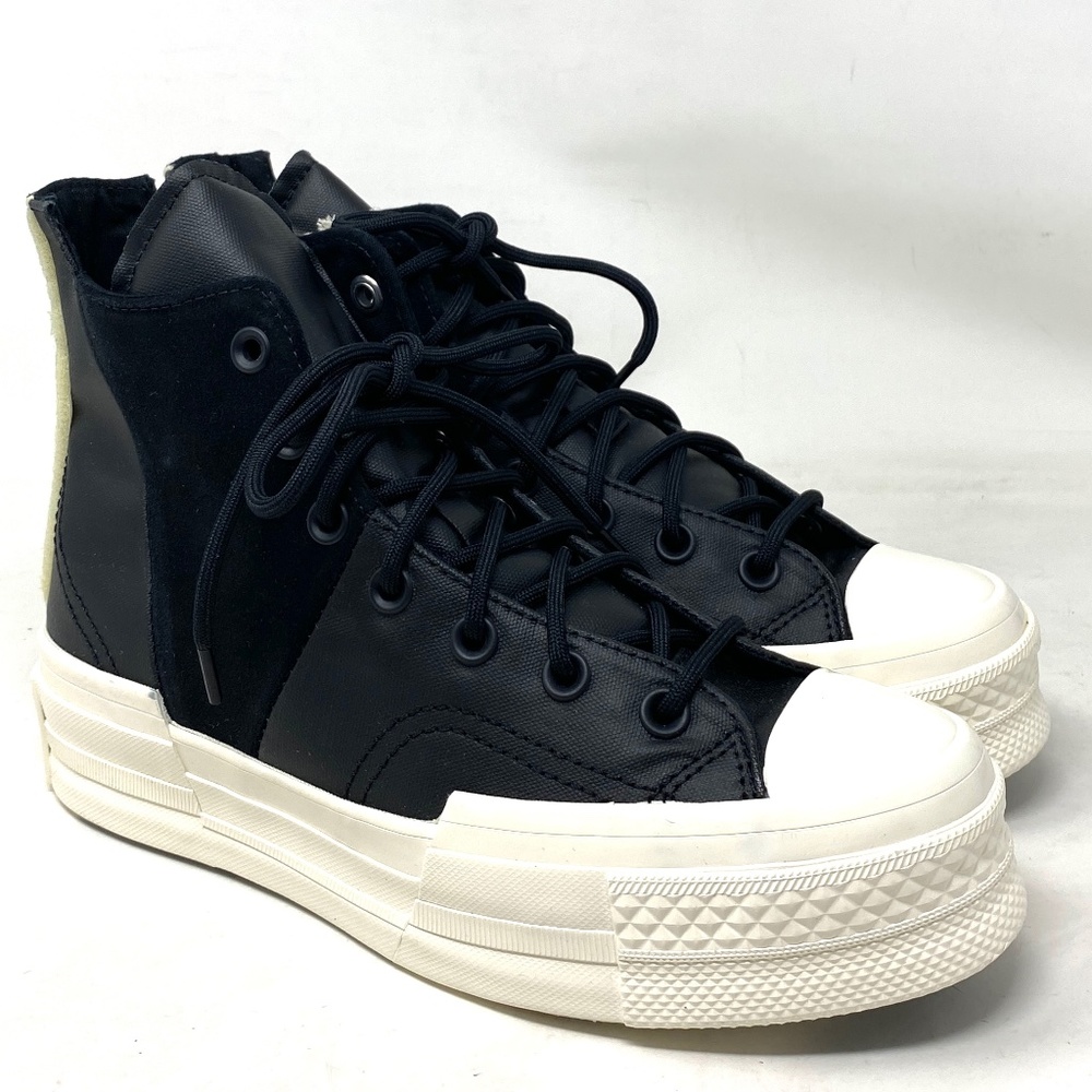 Converse Chuck 70 Plus Mixed Material Sneakers Black Canvas Suede Women A05260C